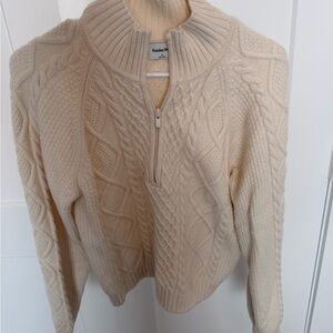 Sunday Best Cream Cable Knit Turtleneck Sweater